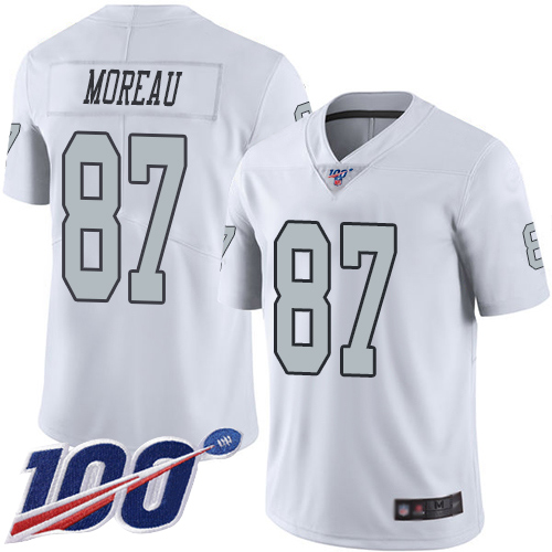 Men Oakland Raiders Limited White Foster Moreau Jersey NFL Football #87 100th Season Rush Vapor Jersey->oakland raiders->NFL Jersey